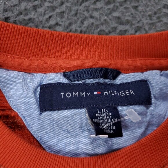 Tommy Hilfiger Ribbed Sweater Orange Mens L Large - Picture 2 of 8